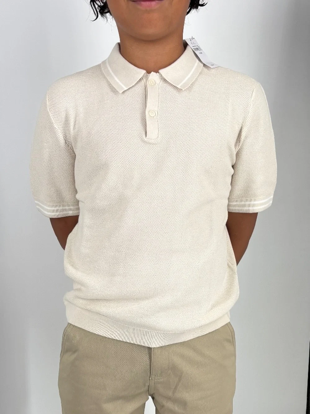 GAP Kids Relaxed Sweater Polo Shirt Size 10 Tan Chino 100% Cotton